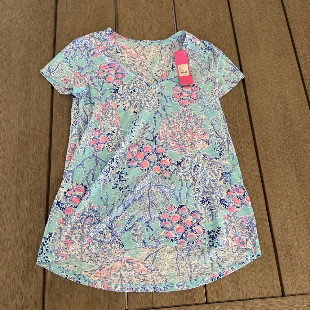 NWT Lilly Pulitzer Etta Scoop Neck Blue Ibiza Now You Sea Me Size Small